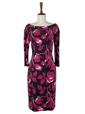 Diane Von‎ Furstenberg Soffer 100% Silk Dress Women’s 2 Floral Rose 3/4 Sleeve